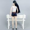 O Neck Sleeveless White Tops + Short Jean Pants Clothes for Barbie Doll 1/6 BJD Doll Clothes Doll House Accessories Kid Toy Girl