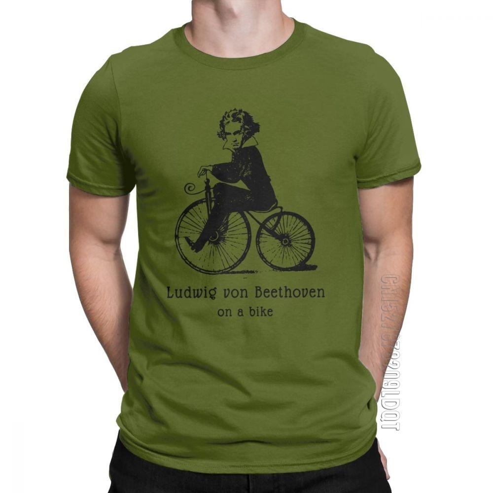 

Beethoven On A Bicycle Casual T Shirt Men Musical Humor Gift For Musician Male Tshirt Tops Basic Tees Pure Cotton O Neck TShirt 4XL
