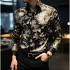 Herren Hemden mit Blumenmuster Langarm Lässiger Cardigan Neue Knöpfe Urlaubsmode Hemden