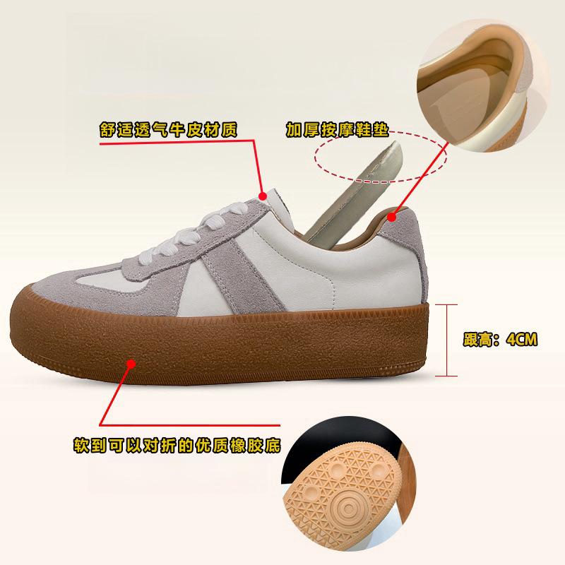 Leather platform women's new muffin versatile little white shoes heightening sports and leisure board shoes retro