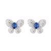 Autumn and winter jewelry set fashion butterfly stud earrings necklace ring sapphire natural women's clear
