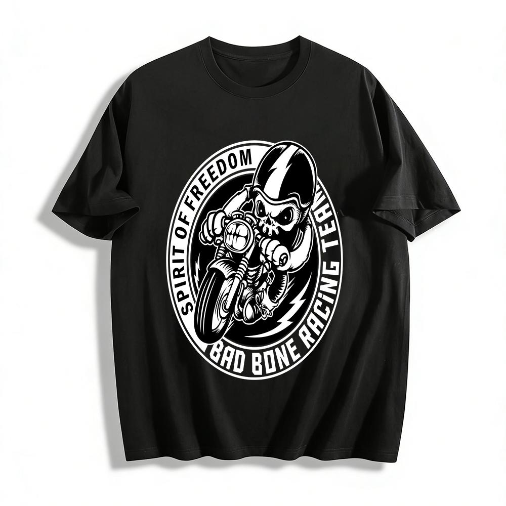 

Spirit Of Freedom Skull Biker Graphic Casual T-Shirt Pure cotton T-shirt XXS
