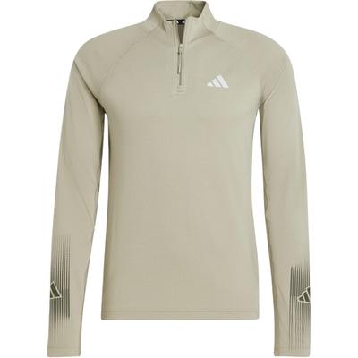 Fitnessstudio AEROREADY Brandlove 1/4-Zip Shirt Unifarben Vielseitiges Trainings-Stehkragen-Langarm-T-Shirt Herren Oberteile Olivgrün IW5876