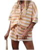 Stile Europeo 25 Primavera Estate Abbigliamento Donna Set Pantaloncini a Manica Corta a Righe