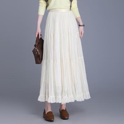 Damen 2026 Retro Rüschen Falten Netzrock - Schlankmachender Elastischer Bund, Früher Frühling