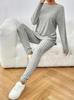 2024 Autumn Winter Women's Casual High Neck Knit Hoodie and Loose Long Pants Two-Piece Set
