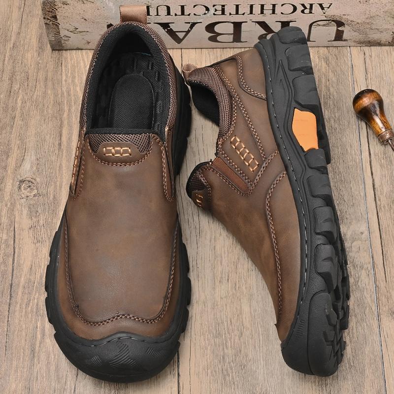 Fashion Antiskid Comfortable Trainers Leather Mens Business Shoes Stylish Handmade Male Hiking Footwear Leisure Outdoor Walking Shoe