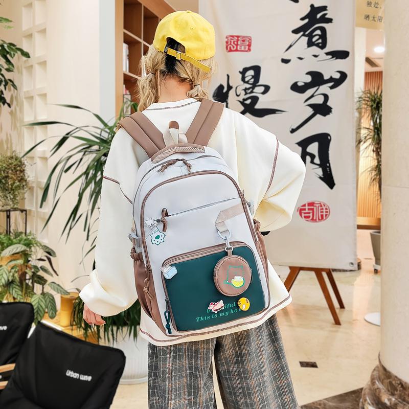 School Bag New College Style Large Capacity School Bag Korean Version Ins Versatile High Value Backpack Casual Contrasting Color Backpack