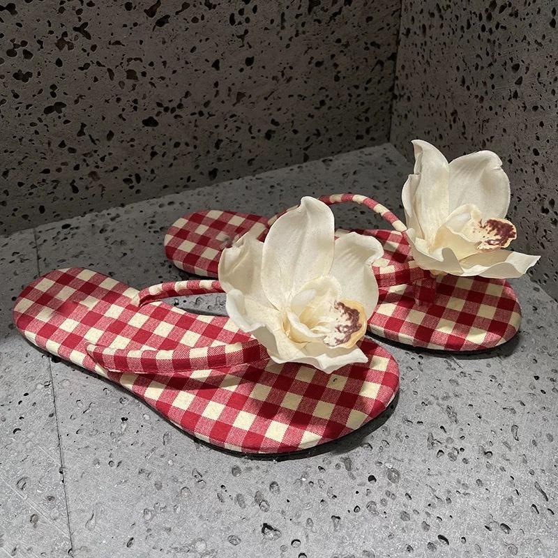 Summer New Bohemian Vacation Style Flower Slippers Women's Leisure Beach Women's Flip-flops Women