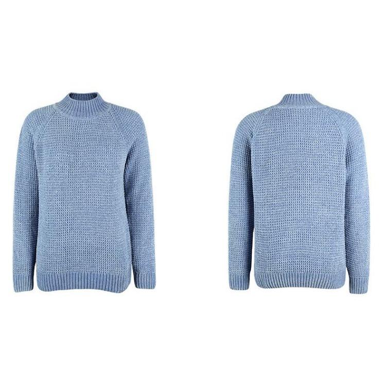 Vintage Autumn Winter Loose Knitwear Cardigan Sweater Top with Long Sleeve Solid Color Half High O Neck Collar