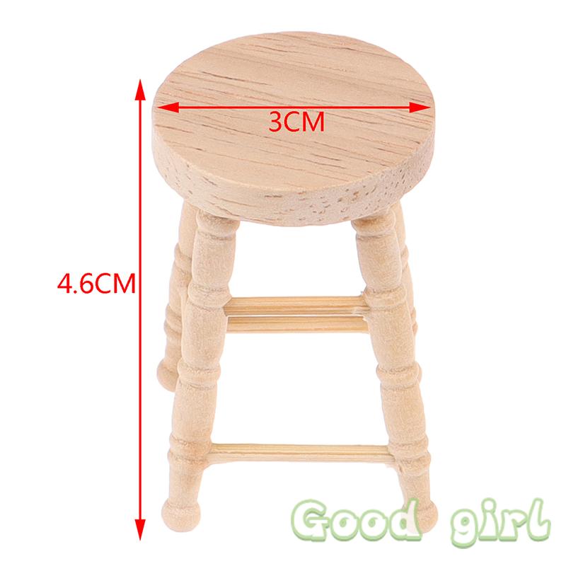 Sale Mini Furniture Dollhouse Simulation Wooden Stool Model Living Room Toy Doll House Furniture Accessor Miniature Kid Toy