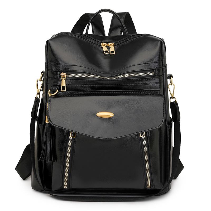 

Women s Autumn 2025 Tassel Retro Casual PU Backpack - Large Capacity, Trendy & Simple for Travel and School