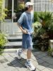 [CHANGE WELL] Men's 2025AW Faded Look Fashion Casual Autumn Clothing [Washed Finish] Big Silhouette Knit Half Pants (INDIGO, XL)