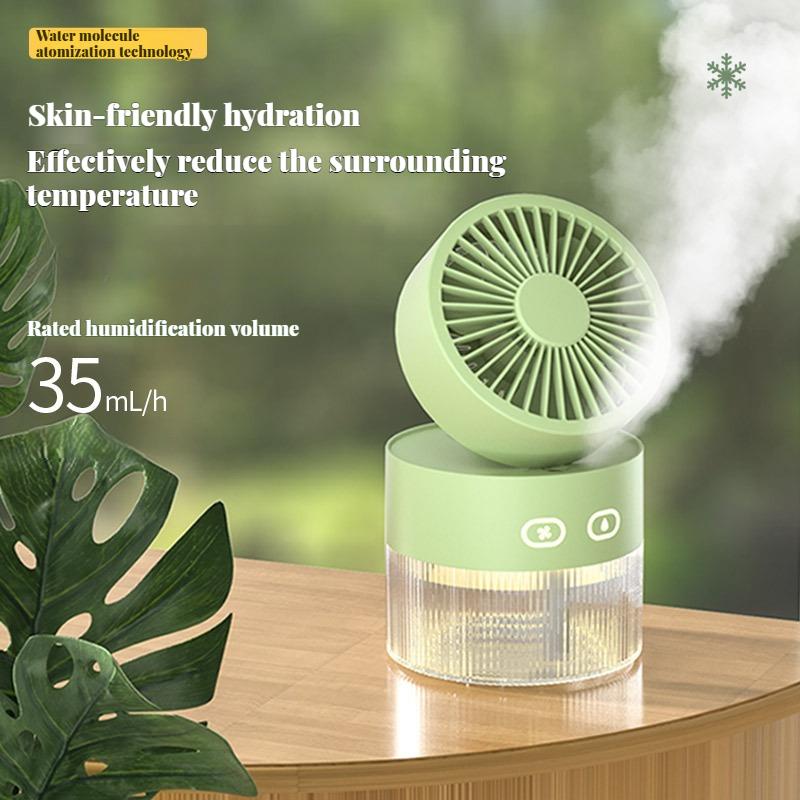 Mini USB Water Cooling Fan - Foldable Desktop with Turbine, Mist Spray & Night Light for Home, Outdoor, Office & Dorm Use