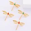 Dragonfly Ear Stud Animal-Inspired Jewelry with Red Green Faux Gem Accents Vintage Style Earrings Unique Gift for Women