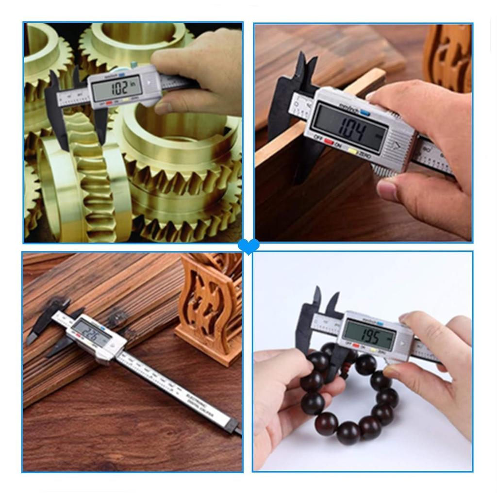 Digital Carbon Includes Storage LCD Outer Inner Step Hold Zero Waterproof and Battery Measuring Tool for Precision Work and Carpentry DIY Measuring
