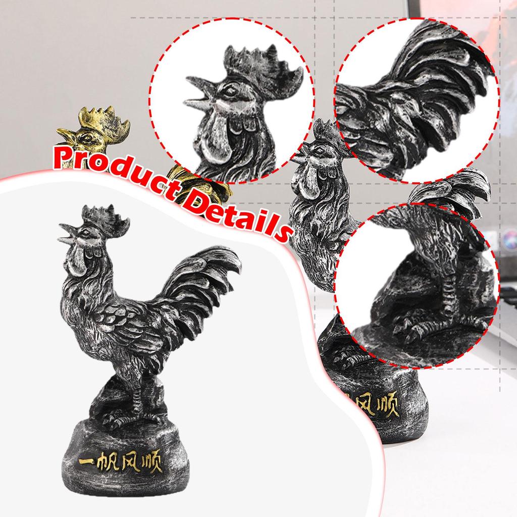 Lucky Rooster Figurine Tabletop Decoration 9.7×5×15cm Wear Resistant for Lucky Blessing Lightweight Versatile Resin