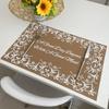 Vintage Letter Placemat Waterproof Heat-Resistant Non-slip Heat Insulation Dishwasher Safe Rectangle Dining Table Protection Decoration Pad