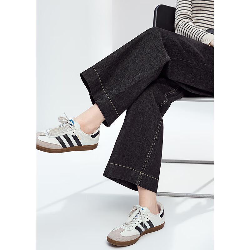 Betu Women's Mid-High Waist Brushed Denim Cropped Wide-Leg Pants