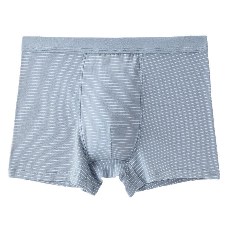 Men's Summer All-Cotton Mid-High Waist Boxers: Plus Size Striped Breathable Briefs