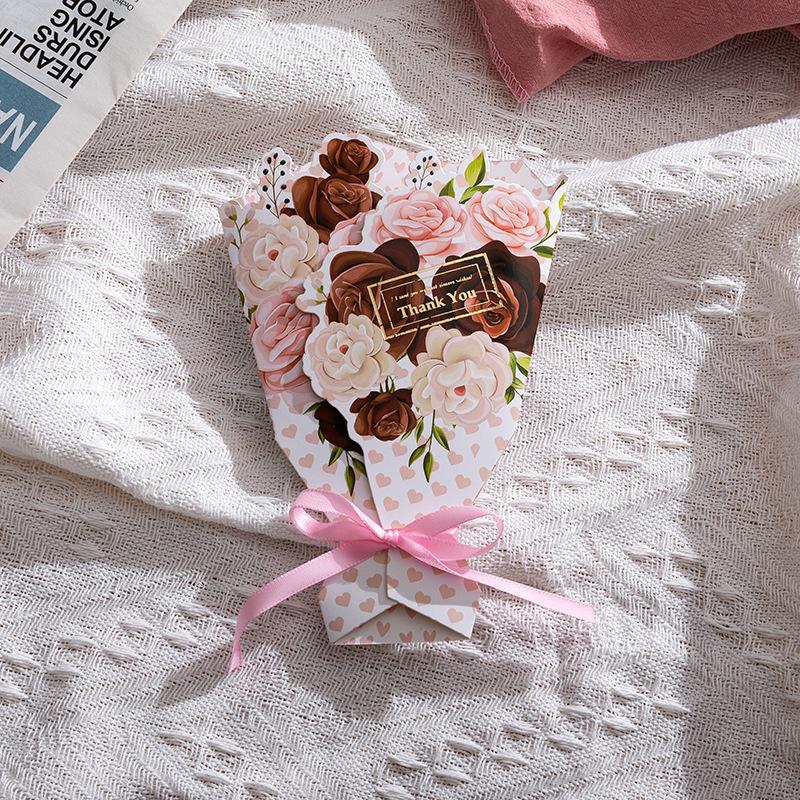 Creative 3D Bouquet Bow Thanks Greeting Card Floral Christmas Card Valentine's Day Postcard Flowers Birthday Gifts Message Card