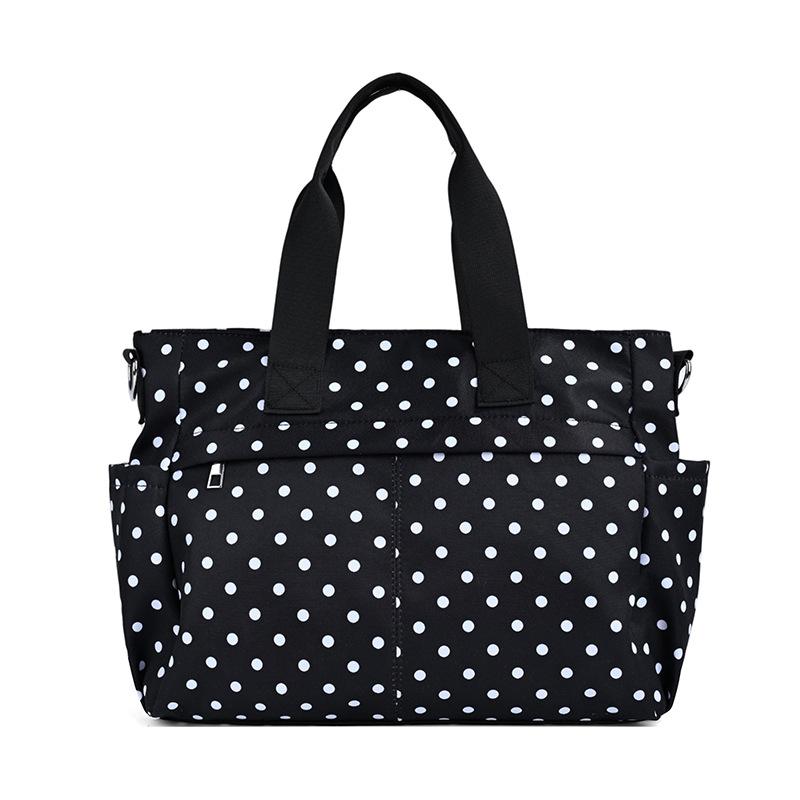 

Polka Dot Large Capacity Travel Tote Bag Multi-color Lightweight Nylon Shoulder Handbag Casual Crossbody Bag Daily Commute Bag чёрный