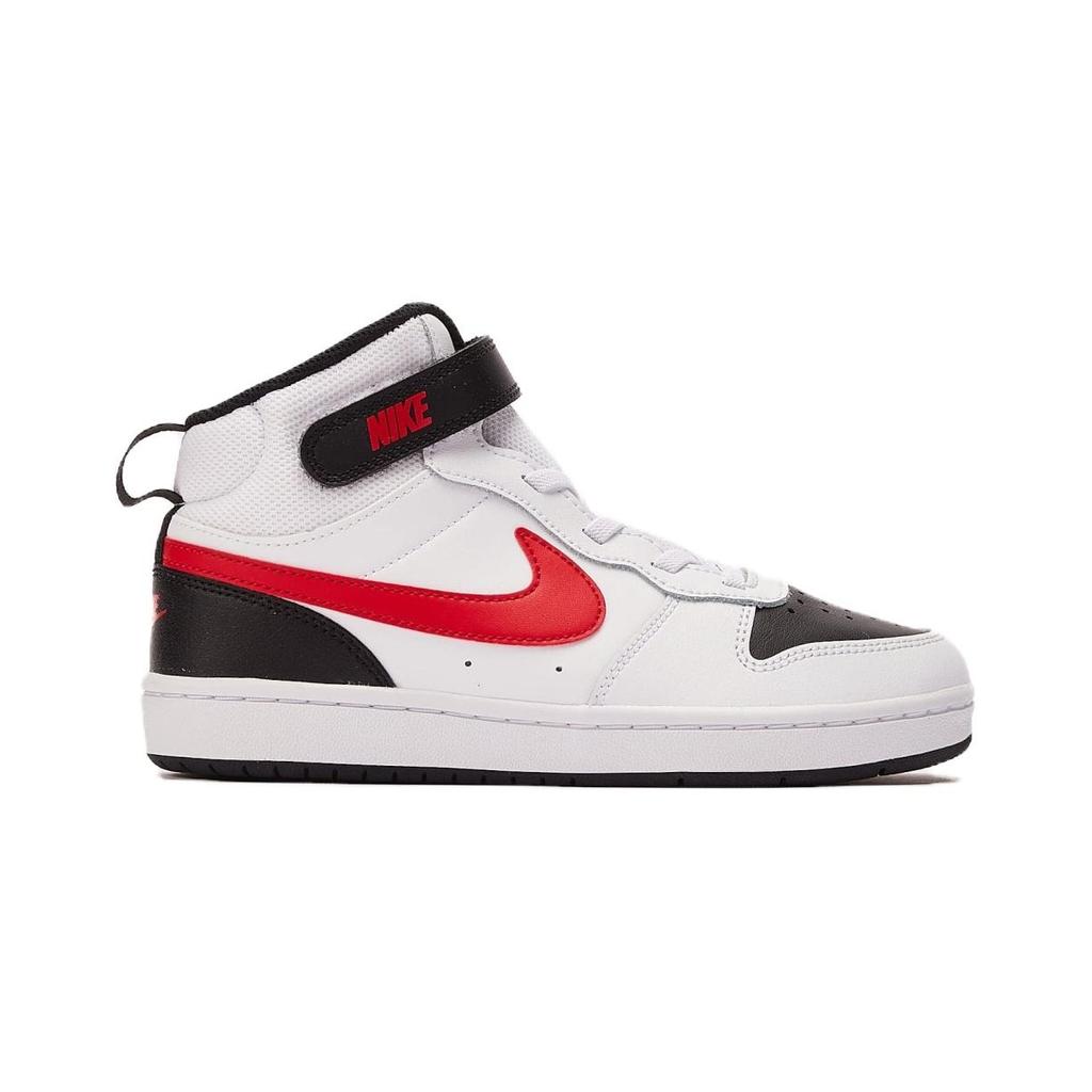 (PS) Nike Court Borough Mid 2Velcro 'White Black University Red' Kids' CD7783-110