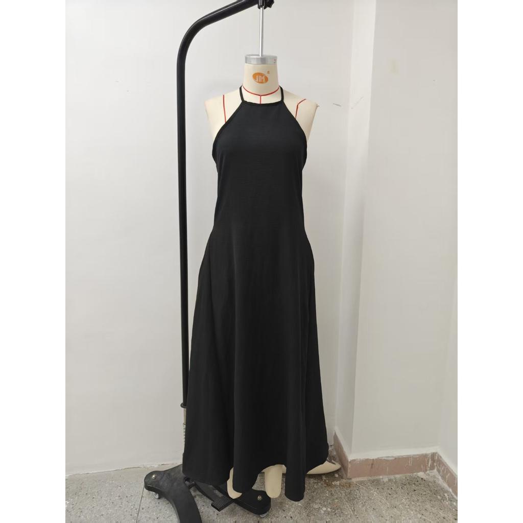 Spring Summer Women's Linen Cotton Blend Simple Backless Sleeveless Long Maxi Dress for Europe America