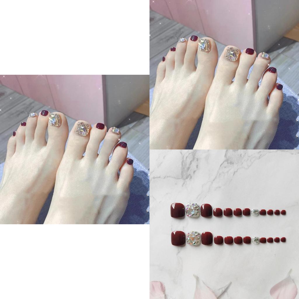 J-12 Cherry Diamond Removable Wearable Toe Nail Art Stickers Handmade Gel Toe Nail Tips For Women