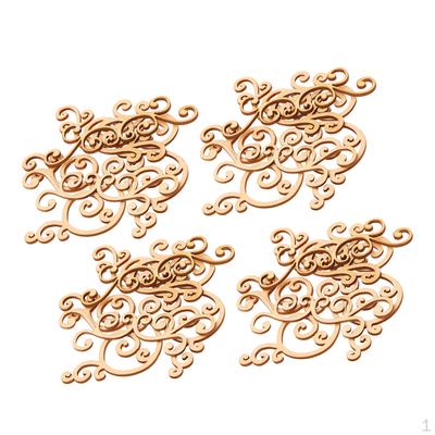 32Pcs Wood Floral Shape Wooden Embellishment Scrapbooking Cards Making Decor
