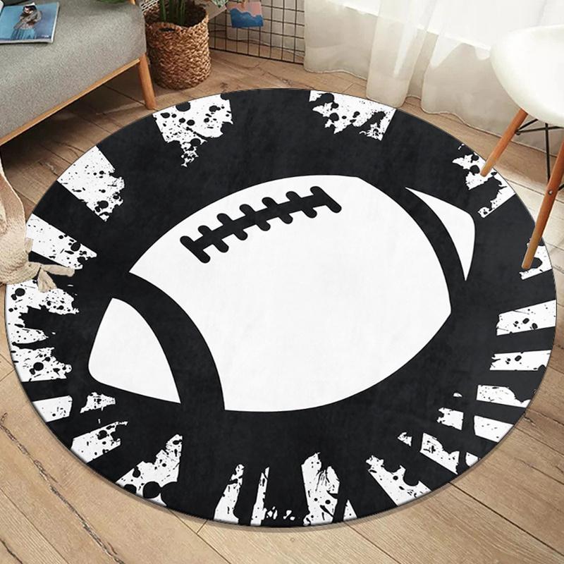 

American Football Design Mat Round American Football Design Carpet - Crystal Velvet, Non-Slip Floor Mat for Living Room Bedroom 100x100cm
