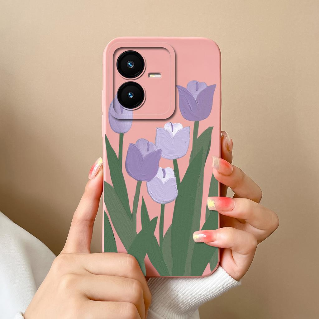 Case For Vivo Y22 Y22S Cover Camera Lens Protector For Vivo Y 22 Soft Liquid Silicone Cartoon Phone Back Covers For Women Man