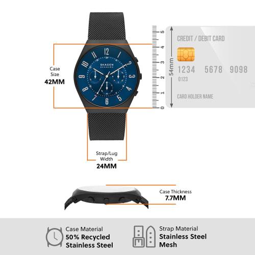 Skagen Grenen Chronograph Watch SKW6841 Men's Black