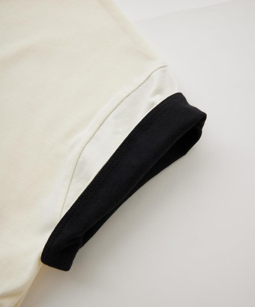 Milkfed Casual Colored Sleeve Edge Short Off White Women's Top,