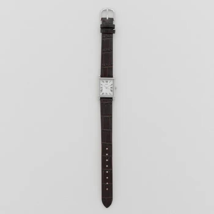 Gentle Frame Square Leather Watch_Silver/Brown GENTLE FRAME