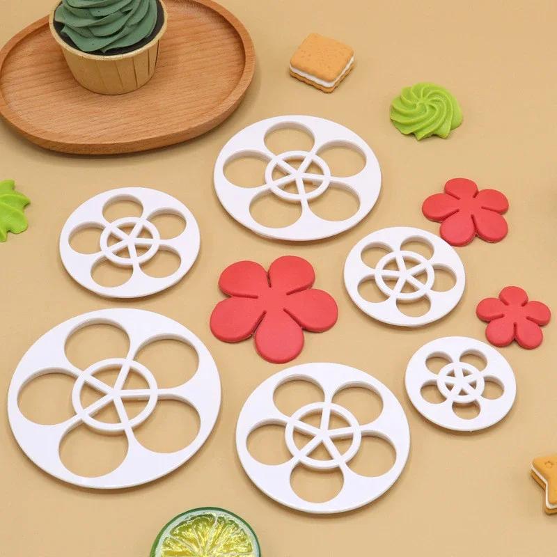 4Pcs Rose Flower Fondant Cake Decorating Mould Plum Blossom Dessert Cookies Cutter Mold Gum Paste Pastry Tools Baking Supplies