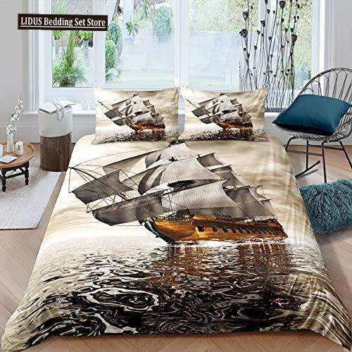 Sailing Ship Pattern Duvet Cover Set 3D Print Boat For Kid Teen Adult Bedding Set Polyester Comforter Cover Full King Twin Size