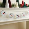 Christmas Snowman Garland Banner Wooden Round Snowman Face Hanging Decor Festive Bunting for Home Fireplace, Mantel & Xmas Party