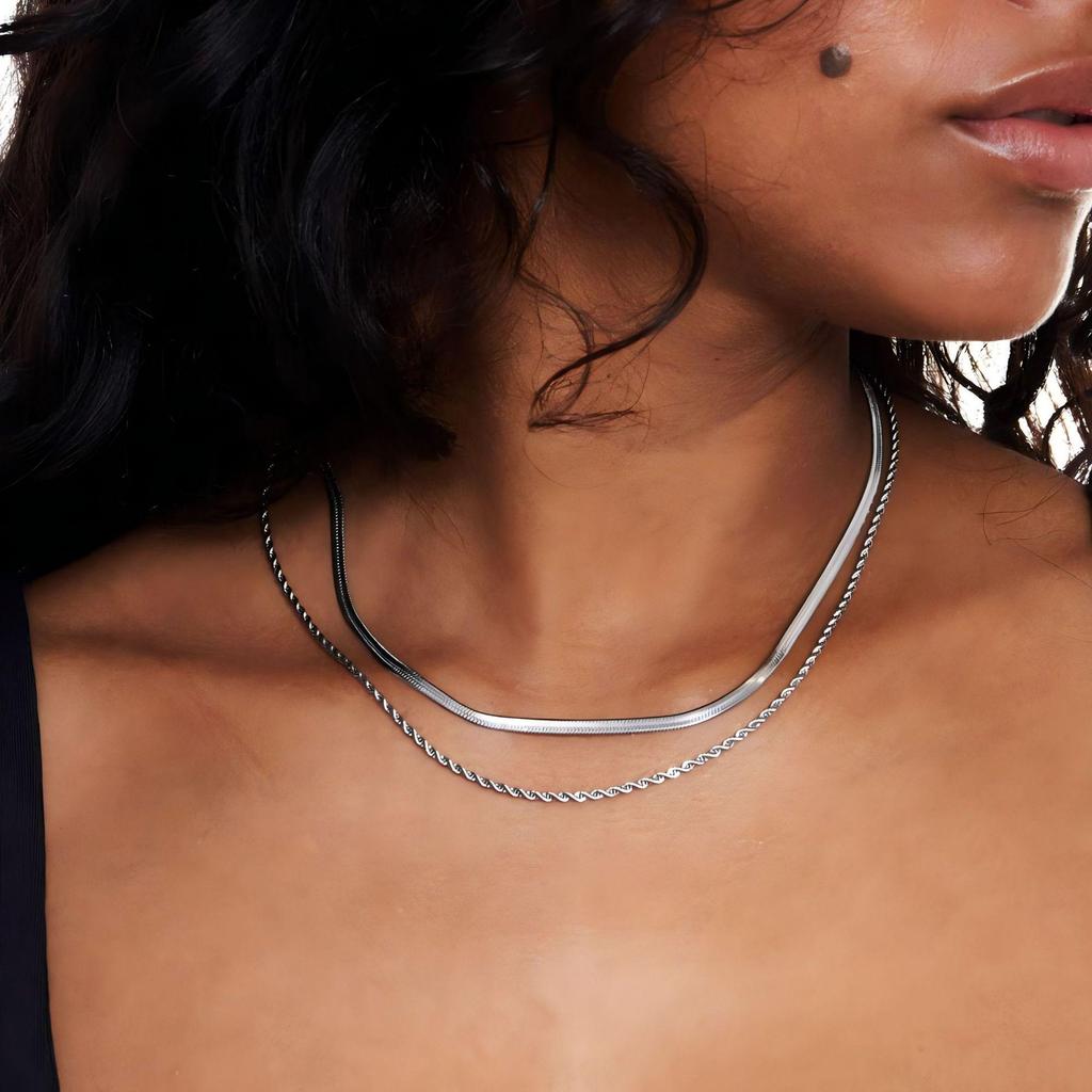 Trendy Double-Layer Snake & Blade Chain Necklace for Women