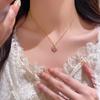 Pink Zircon Love Necklace Female Sweet Cool Versatile Titanium Steel Clavicle Chain 2025 Accessories
