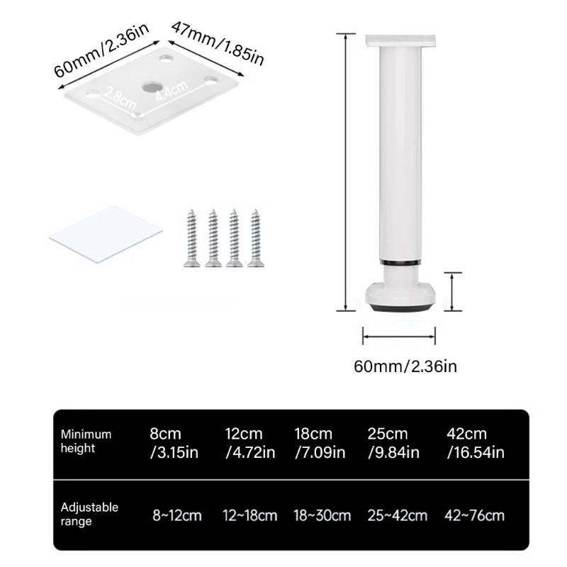 Universal Furniture Legs Cold Rolled Steel Table Legs Adjustable Heavy Duty Leg Supports for Multiple Furniture Type