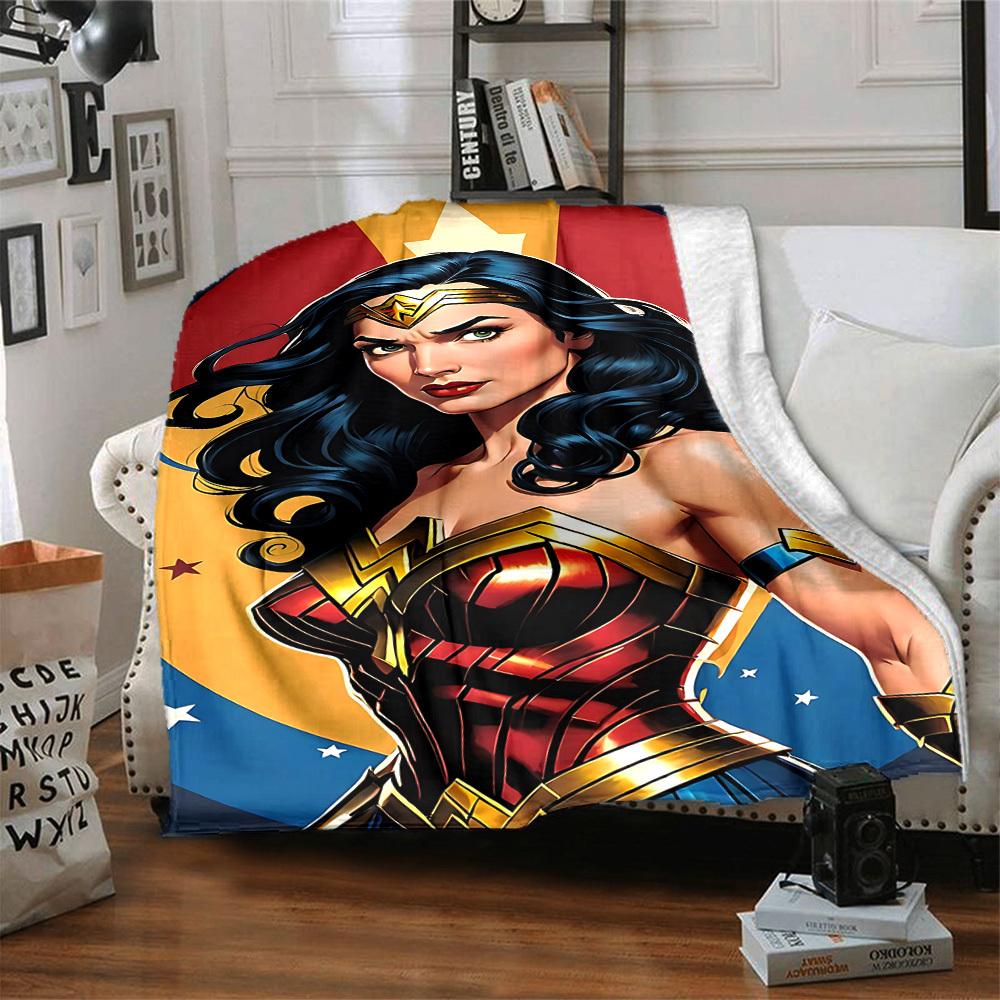 1 unidad Wonder Woman, Manta de Superhéroe Fibra de Poliéster, Confort para Todas las Estaciones para Sofá, Cama, Oficina, Coche, Camping, Decoración del Hogar y Regalo Ideal, Confort de Oficina