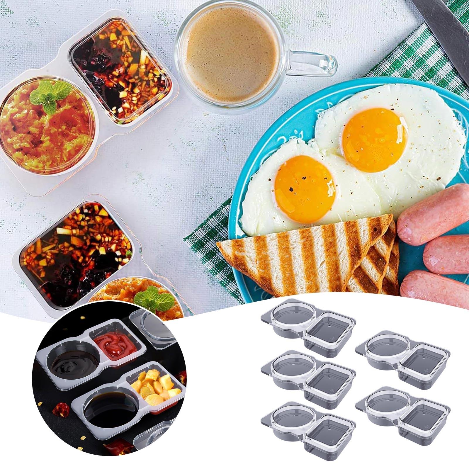 

Double Compartment Seasoning Container with Lid Portable Compartment Snack Container for Daily Outdoor Plastic Sauce Container чистый