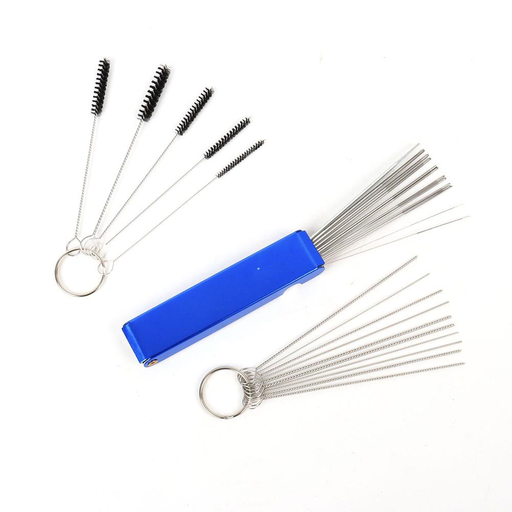 Carburetor Carbon Dirt Jet Remove 13 Cleaning Needles 15 Brushes Tool Kit For Automobile Motorcycle Hot Brushes Cleaner Too K9G1