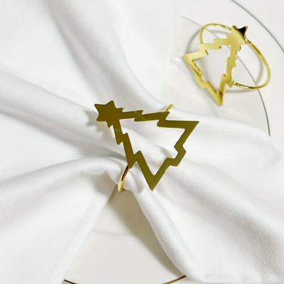 1 Stück Weihnachts-Serviettenringe Ausgestanzter Weihnachtsbaum-Serviettenhalter Goldene Serviettenschnallen für Weihnachts-Hochzeits-Party-Tischdekoration