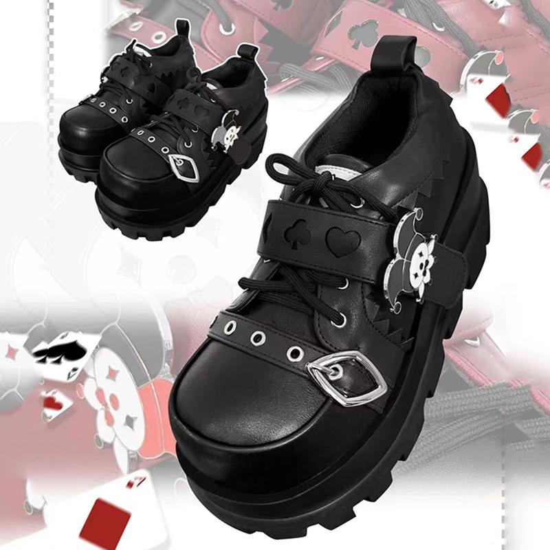 

Женские панк-туфли из искусственной кожи, туфли с дизайном клоуна, крутые ретро массивные туфли на платформе Мэри Джейн, персонализированные лолита-колледжи оксфорды 35-40 40 чёрный