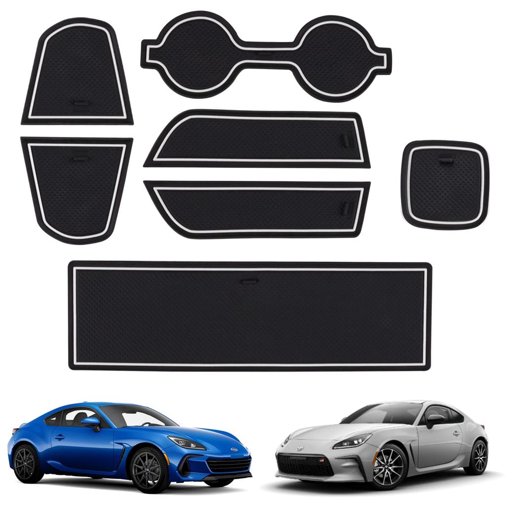 KUNGKIC Rubber Interior Mat for Toyota GR86 ZN8 and Subaru BRZ ZD8 Protective Rubber Mat for Door Pockets and Cup Interior Parts Non-Slip (2021, 2022,