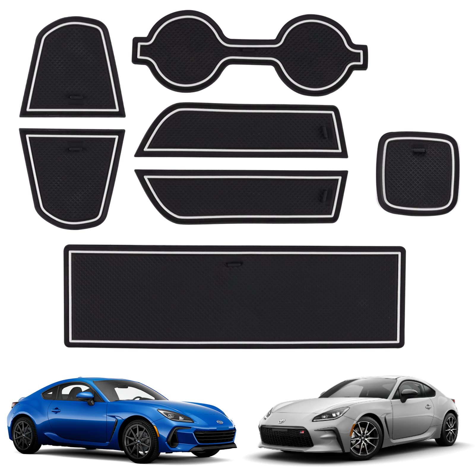 

Резиновый коврик KUNGKIC в салон для Toyota GR86 ZN8 и Subaru BRZ ZD8 Защитный резиновый коврик для карманов дверей и подстаканников Внутренние детали Нескользящий (2021, 2022, белый