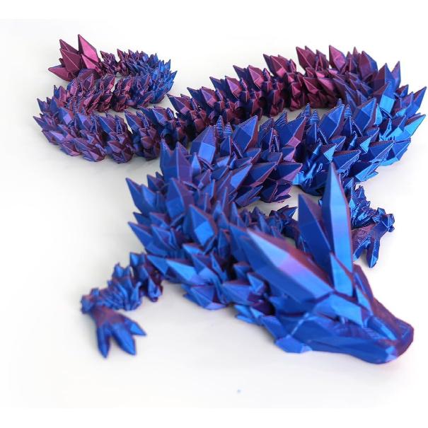 5Pcs 3D Printed Dragon 12In, 3D Printed Flexible Articulated Crystal Dragon