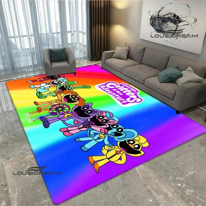 S-lächelnde Kreaturen Cartoon-Druck Teppich Rutschfester Teppich Yogamatte Fußmatte Fotografie Requisiten Küchenteppich Bereichsteppich Geburtstagsgeschenk